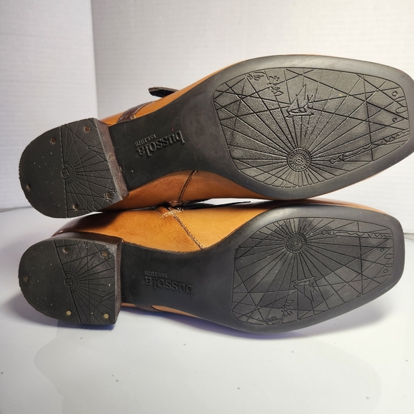 Bussola Italian 'Lausanne' Two-Tone Toffee Chocolate Leather Boots Womens 8.5 - Picture 10 of 13